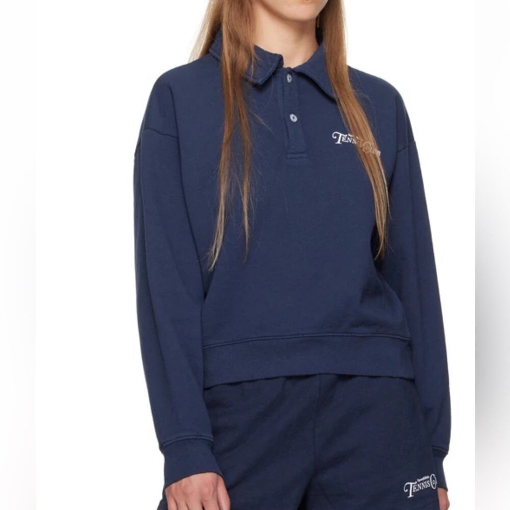 SPORTY & RICH Navy Rizzoli Polo - Picture 2 of 10